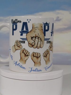 Mugs fête des Pères, bonne fêtes des pères, jusqu'à 5 prénom "PAPA"! MPMains_2025_02